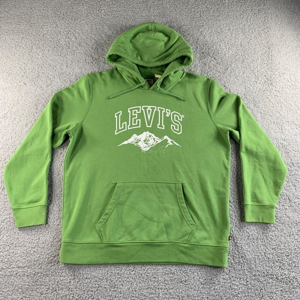 NEW Levi's Hoodie Sweatshirt Mens Large Green‎ Standard Sweater Lined Outdoor